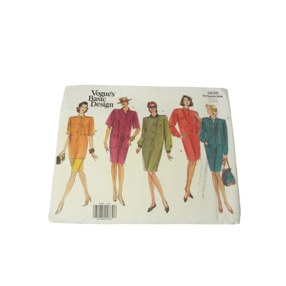 Vogue Vintage Women's Sewing Pattern 2635 Dress Size 14-16-18